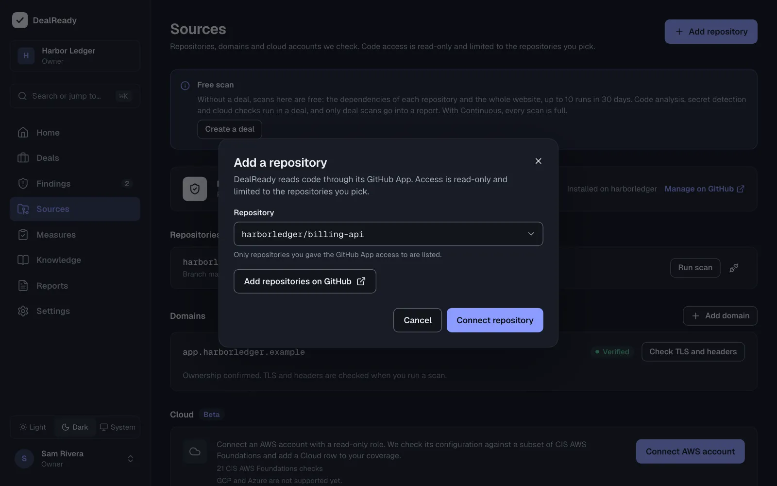 Sources: connecting GitHub repositories and a domain